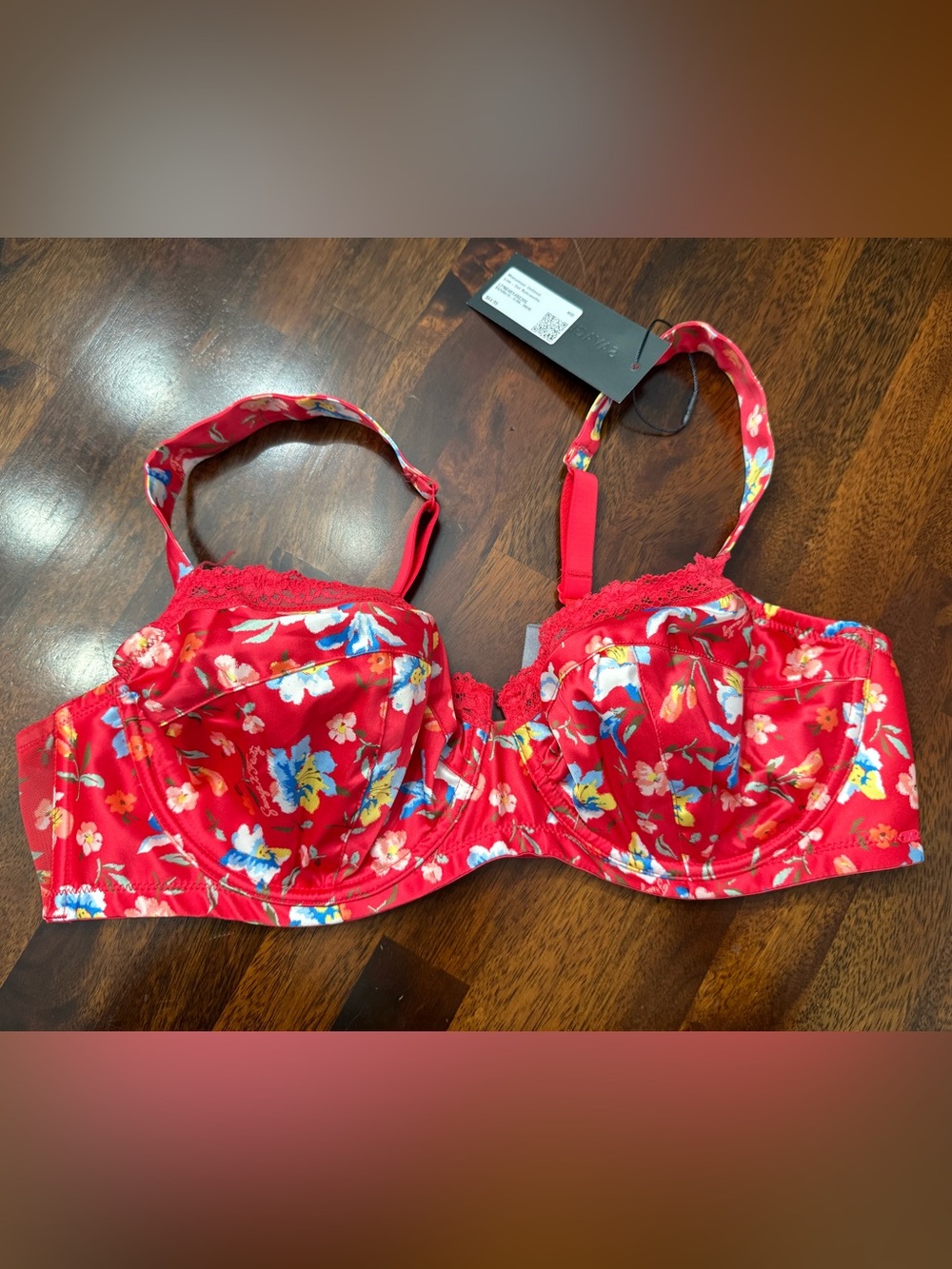 Savage X Fenty Red Floral Underwire Balconette Bra
